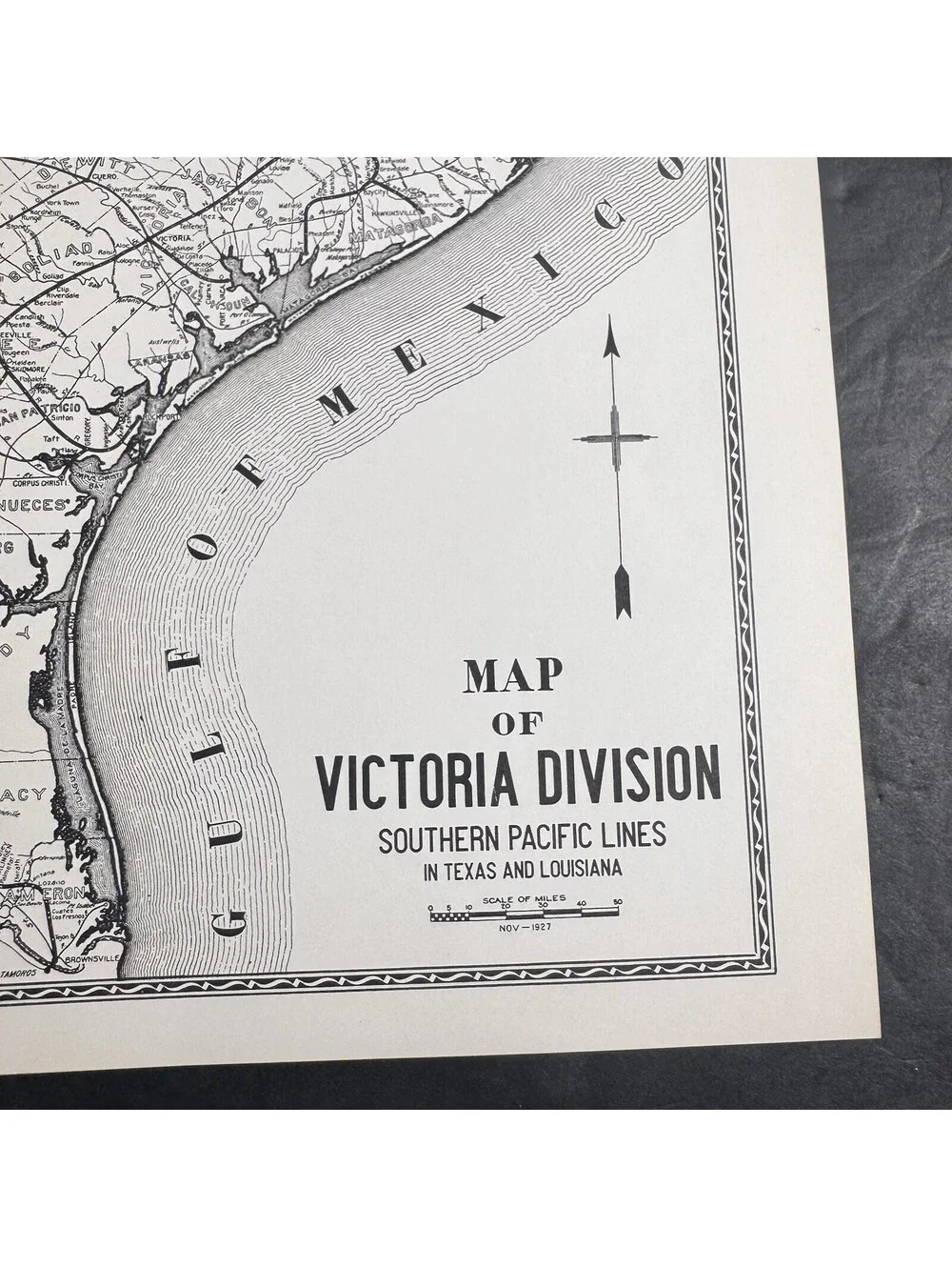 Vtg Southern Pacific Railroad Map 17 & 18 Victoria Lafayette Division Locomotive
